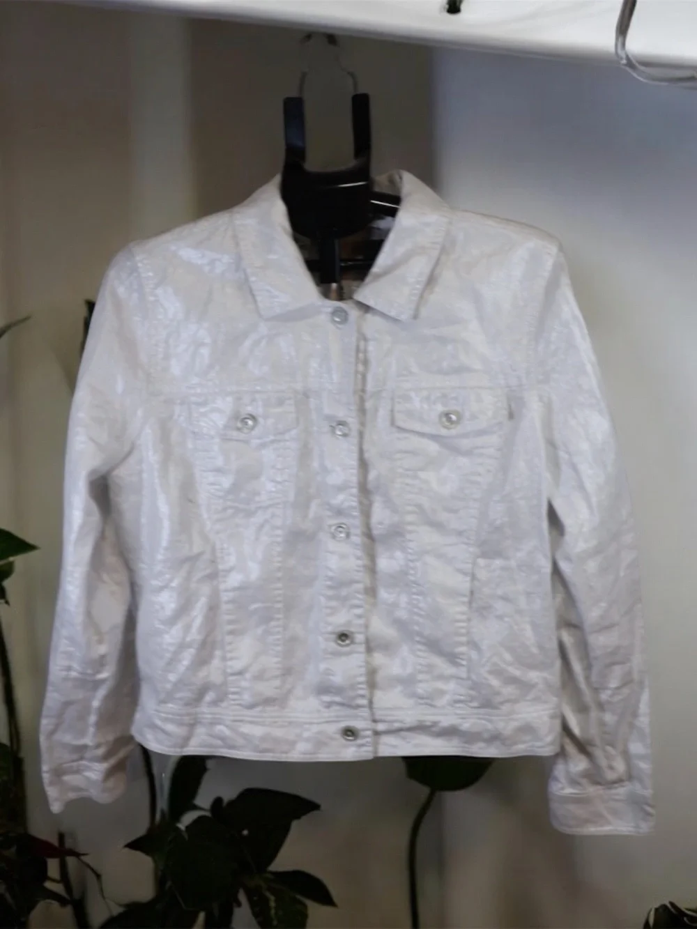 Tommy Bahama Womens Linen Jacket White Shimmer Button Front Large L - Picture 1 of 6